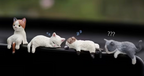 Cute Cat Mini Decor Set of 4 – Car Dashboard, Desk & Computer Cartoon Figurines