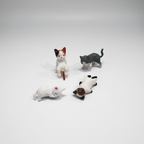 Cute Cat Mini Decor Set of 4 – Car Dashboard, Desk & Computer Cartoon Figurines